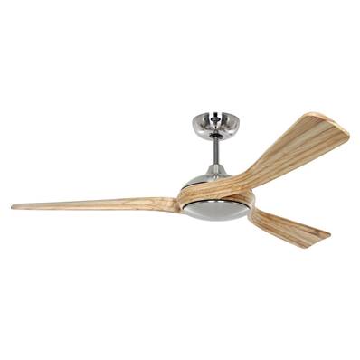 Ventilateur Plafonnier Eco Interior 142cm Chromé Bois Naturel