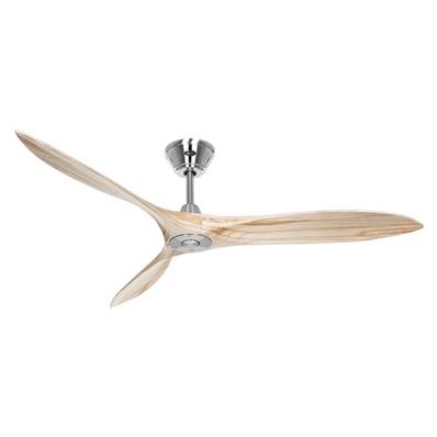 Ventilateur de Plafond Design Eco Airscrew 152cm Chromé Bois Naturel