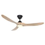 Ventilateur Plafond Genuino LED 152cm Noir Bois naturel