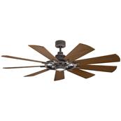 Ventilateur Plafond Gentry 165cm Zinc Noyer blanchi Noyer foncé