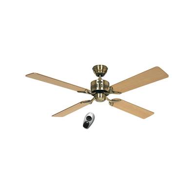 Ventilateur de Plafond Telesto 132cm Laiton Chêne Hêtre