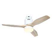 Ventilateur Plafond Aerodynamix Eco 112cm Blanc Bois naturel