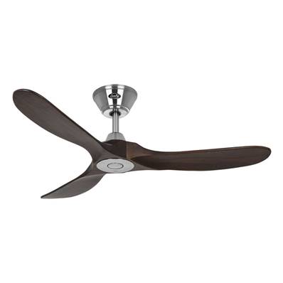 Ventilateur de Plafond Design Eco Genuino 122cm Chromé Noyer