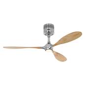 Ventilateur Plafond Helico Paddle 132cm Chromé Hêtre