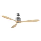 Ventilateur Plafonnier Aeroplan Eco 132cm Chrom Bois Naturel