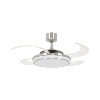 Ventilateur Plafond Retractable EVO1 122cm Chromé Brossé Transparent