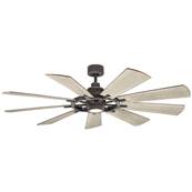 Ventilateur Plafond Gentry 165cm Zinc Noyer blanchi Noyer foncé