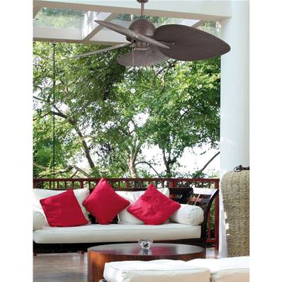 Ventilateur Plafond Tropical Cuba 132cm Marron