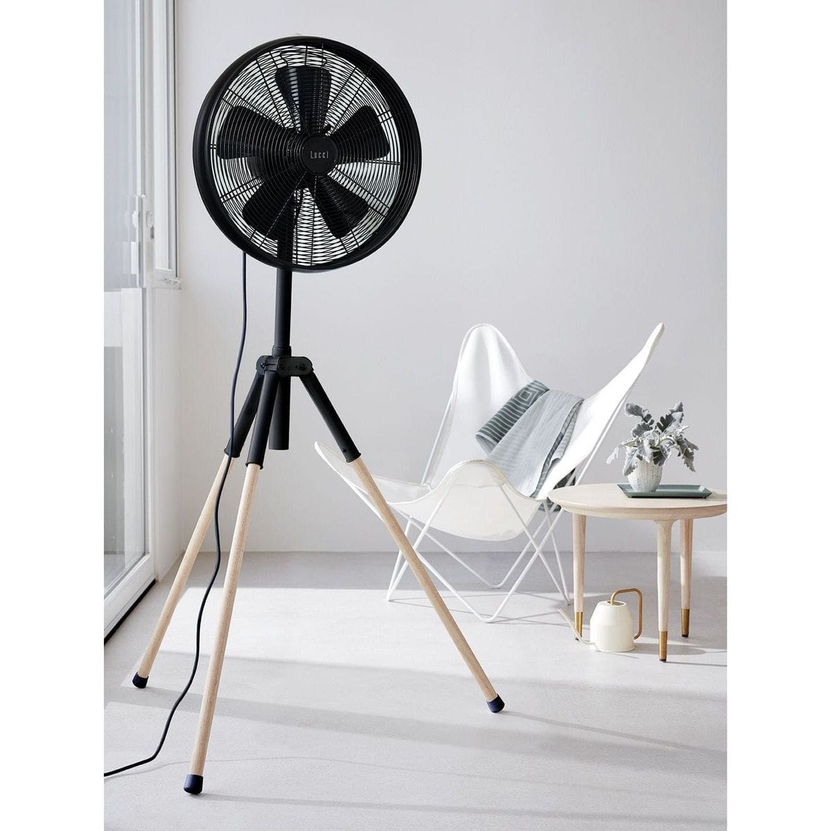  Ventilateur  sur Pied Breeze Noir Bois  Naturel 213118