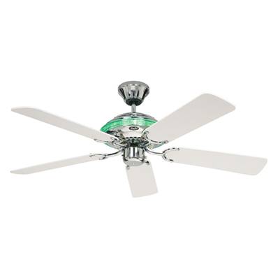 Ventilateur de Plafond Merkur 132cm Acrylique et Chromé Blanc