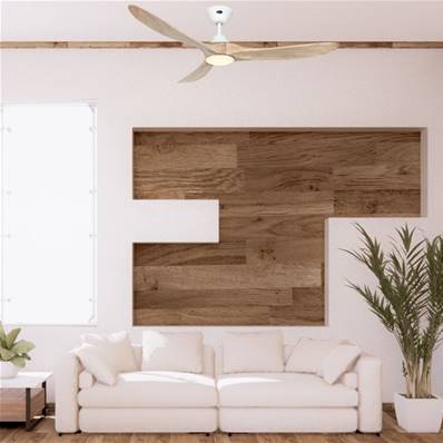 Ventilateur Plafond Genuino LED 152cm Blanc Bois naturel