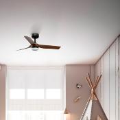 Ventilateur plafond noir et bois foncé MINI PUNT S 90 cm LED 