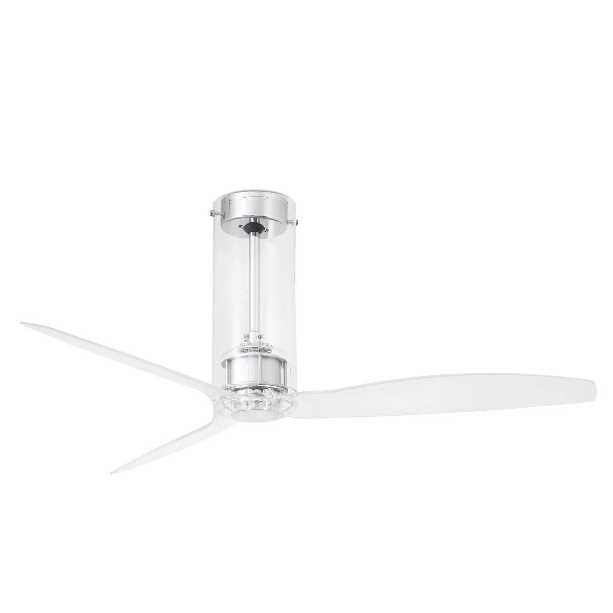 Ventilateur de Plafond Tube 128cm Chromé Transparent