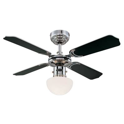 Ventilateur de Plafond PORTLAND AMBIANCE 90cm Chrome Blanc Noir