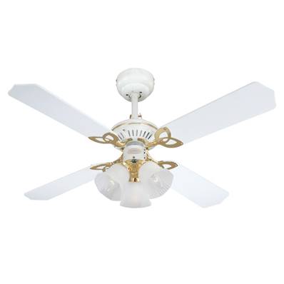 Ventilateur Plafond PRINCESS TRIO 105cm Blanc avec rotin Blanc