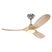 Ventilateur Plafond Genuino LED 122cm Chromé Bois naturel