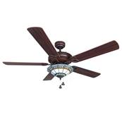 Ventilateur Plafond Tiffany Dallas 132cm Marron Fonc Marron Clair Fonc