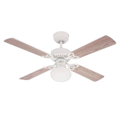 Ventilateur de Plafond VEGAS 105cm Blanc Pin Blanc Lavé