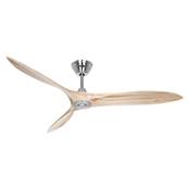 Ventilateur de Plafond Design Eco Airscrew 152cm Chromé Bois Naturel