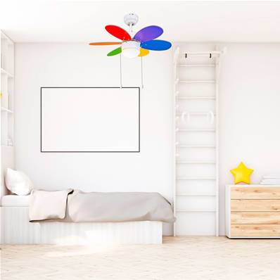 Ventilateur Plafond Rainbow 76cm Blanc Multicolore