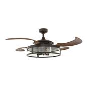 Ventilateur Plafond Retractable Classic 122cm Bronze Chêne Foncé