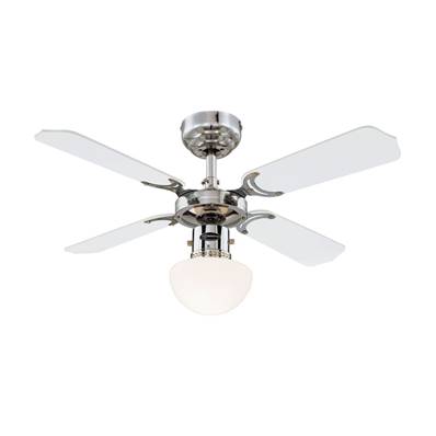 Ventilateur de Plafond PORTLAND AMBIANCE 90cm Chrome Blanc Noir