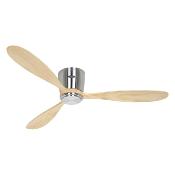 Ventilateur Plafond Eco Plano Wood 132cm Chromé Bois naturel Wifi