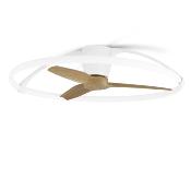 Ventilateur Plafond Design Nepal 105cm Blanc Bois Naturel