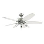 Ventilateur de Plafond ARIUS 132cm Chrome Blanc Noir