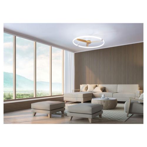 Ventilateur Plafond Design Nepal 105cm Blanc Bois Naturel