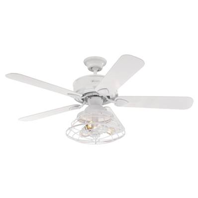 Ventilateur Plafond BARNETT 122cm Blanc Pin Blanc Lavé